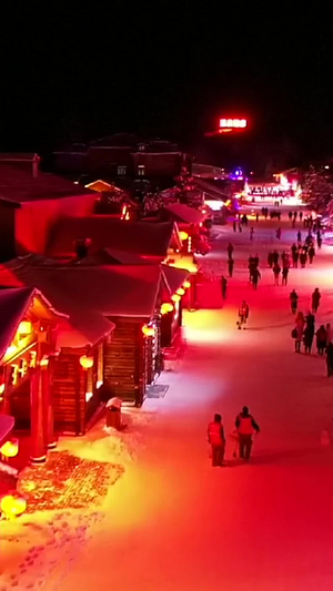 东北雪乡雪域大街航拍皑皑白雪34秒视频