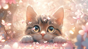 唯美梦幻可爱小猫背景视频50秒视频