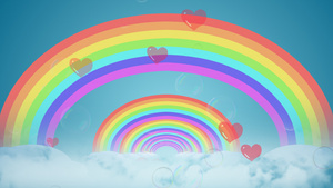 彩虹云层穿梭卡通背景30秒视频