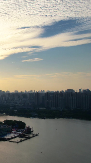 航拍湖北5A级东湖风景区自然风光旅游地标夕阳晚霞落日天空素材自然素材55秒视频