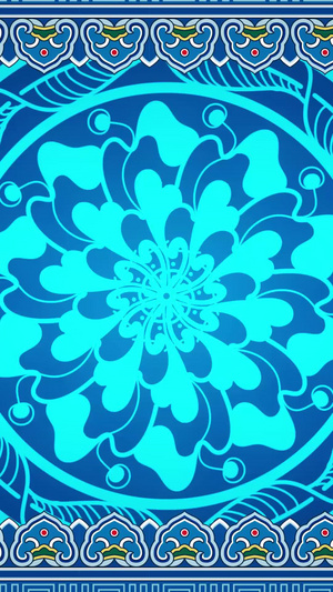 蓝色民族花纹舞蹈背景视频蓝色图案40秒视频