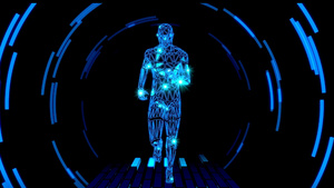 大气蓝色科技人物奔跑向前励志LED背景5秒视频