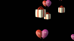 透明通道上升的气球礼物视频素材60秒视频