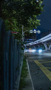 城市夜晚马路车流延时合集经济发展视频