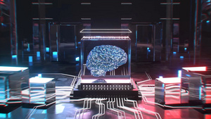 3d立体大脑芯片电路科技风动画12秒视频