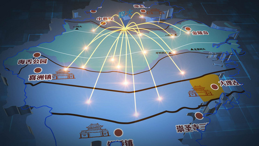 地图e3d展示全国三维地图光线辐射AE模板模板视频