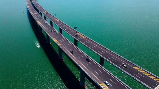 4k航拍渤海湾跨海大桥视频
