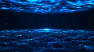 4K蓝色海洋粒子背景30秒视频