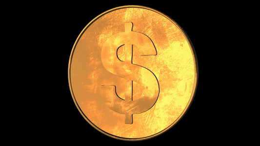 透明通道循环的3D美元金币标志视频素材视频