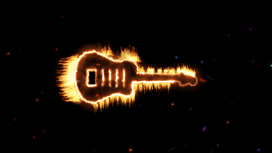 吉他燃烧火焰粒子飞舞视频背景视频