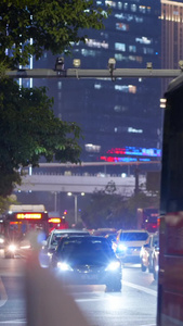 深圳城市夜晚马路车流城市运作视频