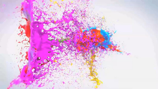 炫彩颜料泼洒碰撞汇聚logo展示片头会声会影X10模板视频