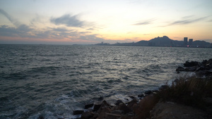 青岛海滨夕阳14秒视频