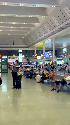 郑州东站高铁站内排队检票等待上车的旅客火车站49秒视频