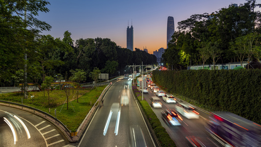 夜景深圳交通延时视频