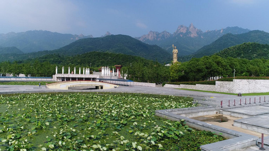 九华山地藏王菩萨航拍全貌视频