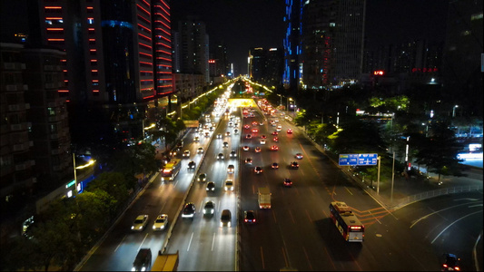 4k高清航拍广州城市夜景车流交通车水马龙视频