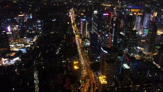 4k高清航拍广州城市夜晚交通车流道路视频