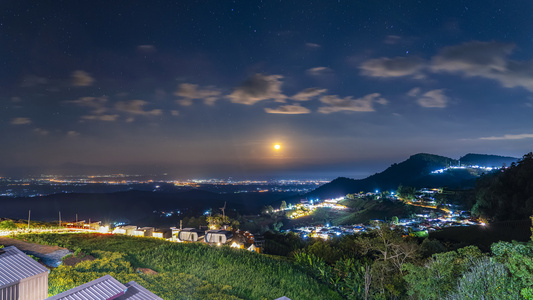 清迈湄林夜景星空日出延时视频