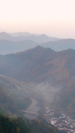 航拍安徽黄山歙县山峦日出风光视频大自然86秒视频