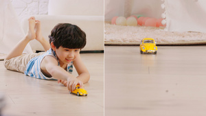 小男孩玩玩具车10秒视频