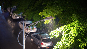 4k夏日城市夜雨暴雨街景20秒视频