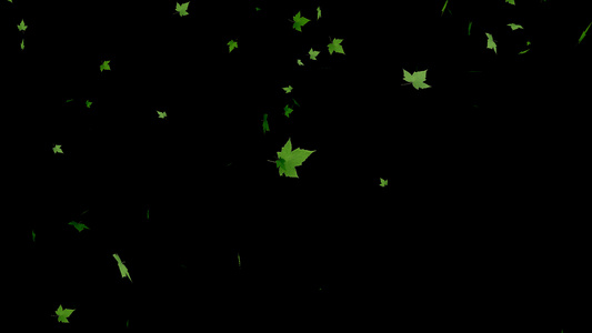 唯美绿色树叶飘落带通道视频视频