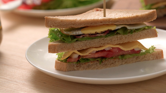 4k早餐三明治制作过程视频