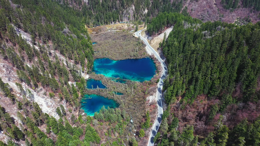 四川阿坝九寨沟自然风光4K航拍视频