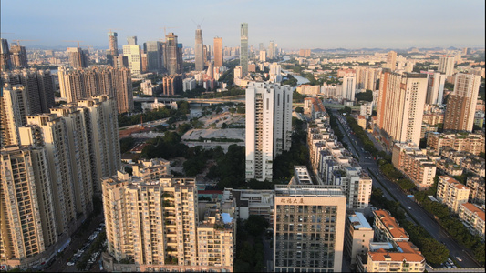 4k高清航拍广州都市建筑城市交通视频