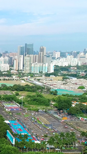 深圳福田区深南大道建筑群航拍城市风光23秒视频