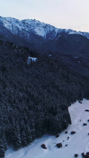 雪山峡谷村庄日出北疆雪景16秒视频