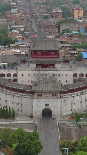 航拍洛阳城市地标古建筑丽景门视频旅游景区48秒视频