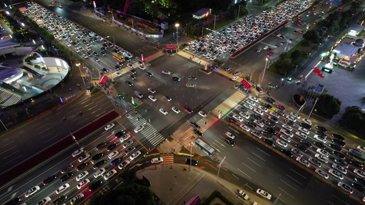 航拍夜晚城市街景视频