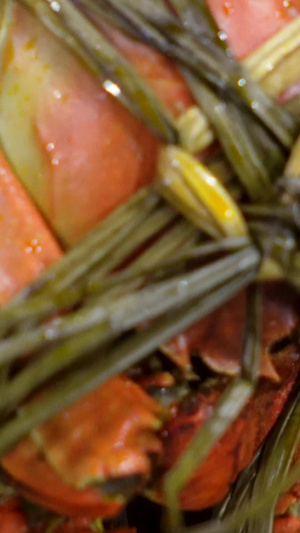 微距镜头餐饮美食蒸熟的螃蟹素材美食素材45秒视频