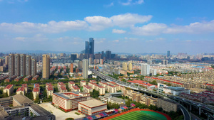4K航拍江苏南京城市建筑高架车流视频60秒视频