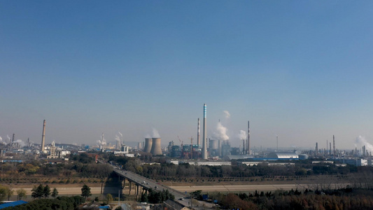 4K航拍南京化工厂江北新区扬子石化工厂大景视频