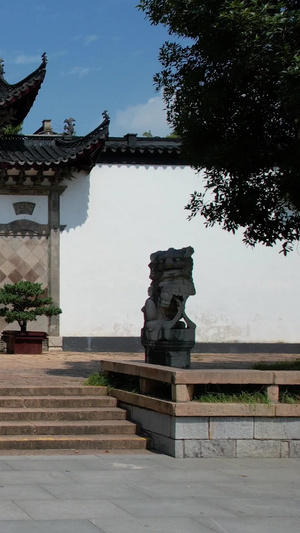 航拍5A长江采石矶文化生态旅游区景点李白纪念馆建筑视频古代建筑49秒视频