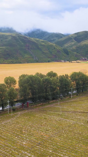 航拍中国西部高原乡村农业基地高原风光76秒视频