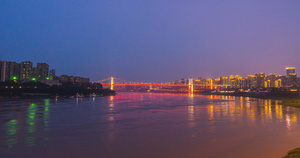 全景重庆大桥白转夜景21秒视频
