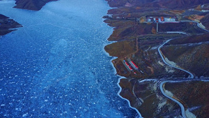 内蒙湖泊蓝冰4K航拍12秒视频