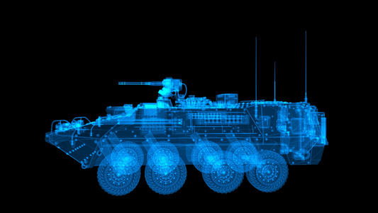 4K三维透明通道全息装甲战车素材视频