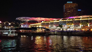 新加坡克拉码头夜景延时视频8秒视频