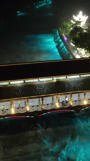 都江堰岷江南桥夜景航拍巴蜀文化40秒视频