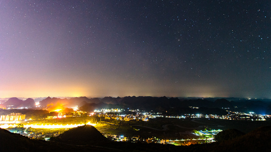 延时夜景星空视频