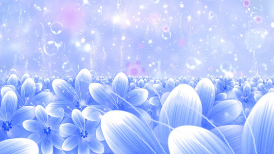 蓝色唯美花海温馨动态梦幻粒子光效舞台背景视频视频