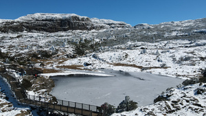 云南轿子雪山风景区冬日雪景航拍33秒视频