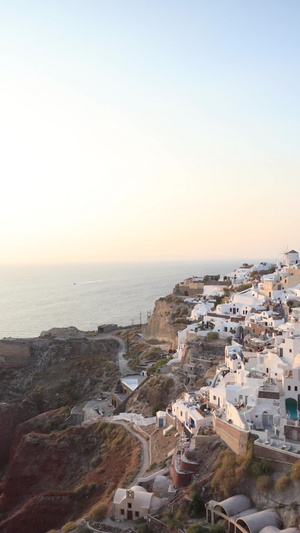 希腊著名海岛圣托里尼岛伊亚小镇日落延时视频著名旅游景点28秒视频