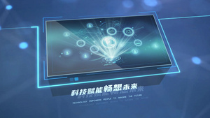 蓝色玻璃科技图文照片展示AE模板41秒视频