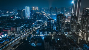深圳城市夜景航拍延时赛博朋克黑冰色调4k15秒视频